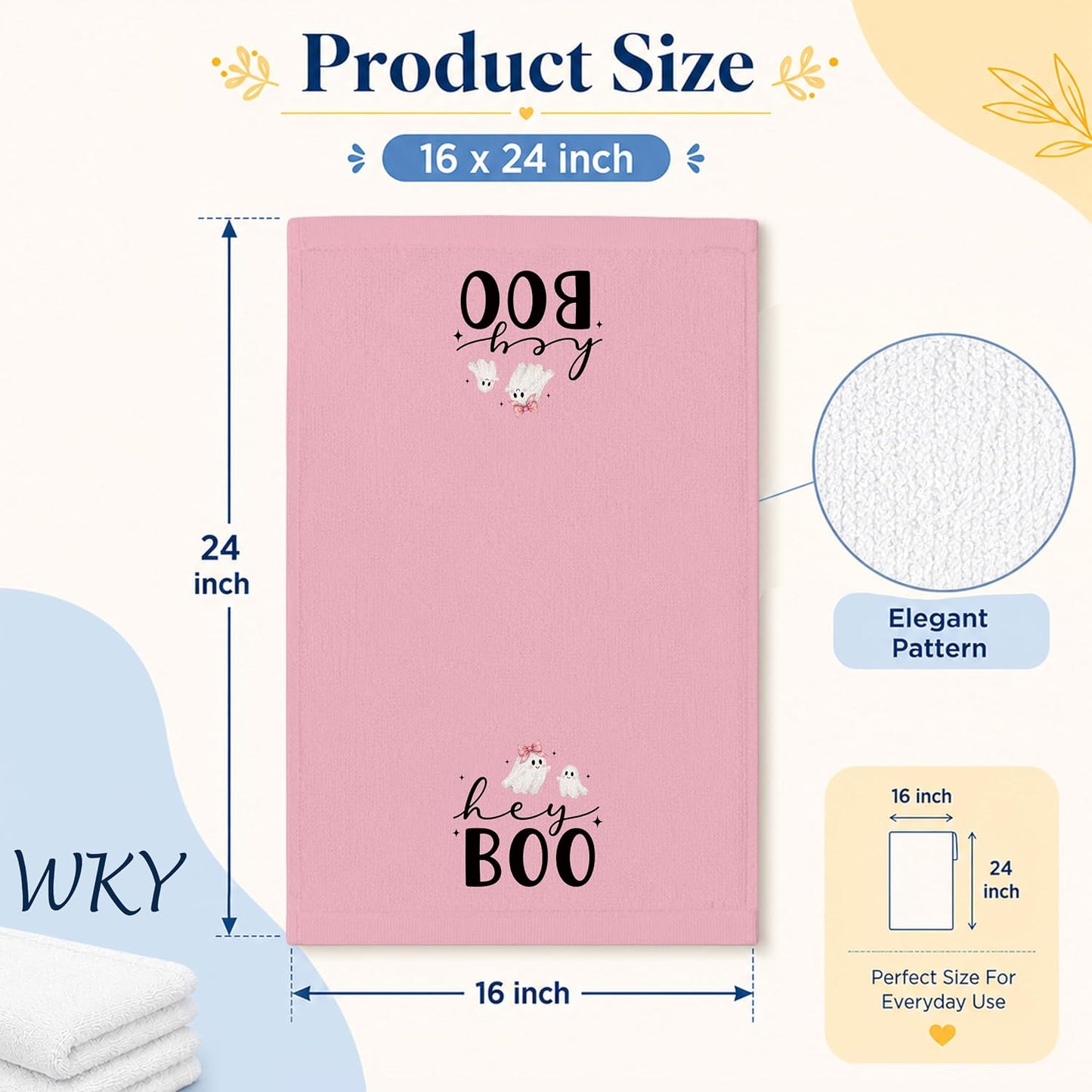 Preppy Pink Halloween Kitchen Dish Towels 16x24in, Set of 2