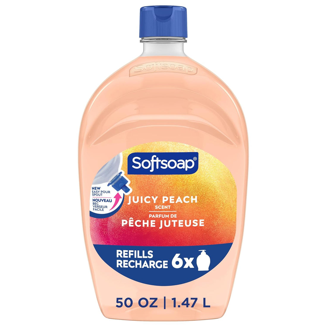 Softsoap Juicy Peach Liquid Hand Soap, Kitchen and Bathroom Hand Soap, Rich Fruity Scent, 50 fl oz Refill Bottle