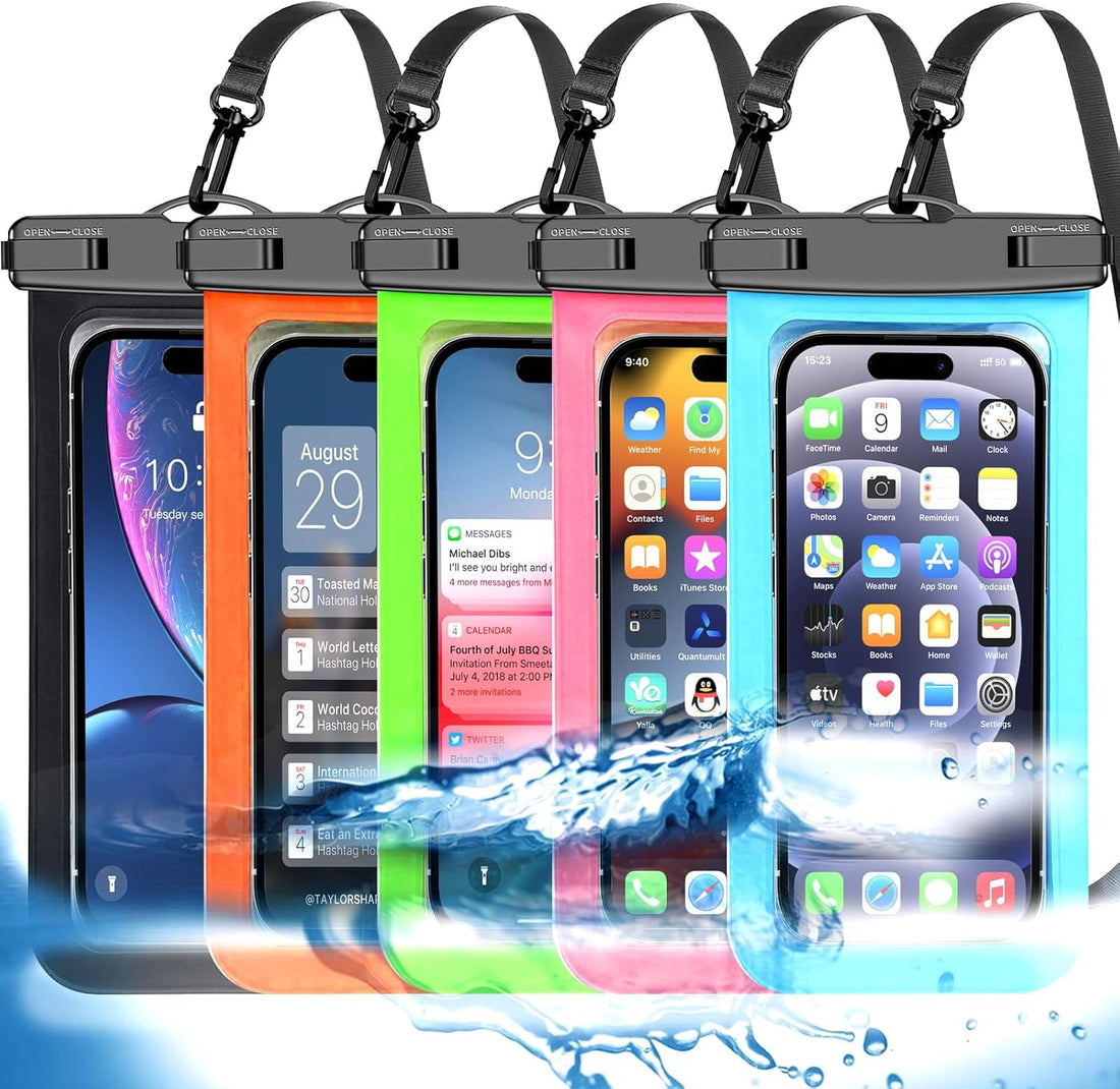 Famoby 5 Pack Multicolor Waterproof Phone Pouch, Cell Phone Case Dry Bag,Protection Level: IP68,Beach Cruise for iPhone,Samsu