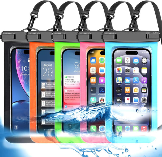 Famoby 5 Pack Multicolor Waterproof Phone Pouch, Cell Phone Case Dry Bag,Protection Level: IP68,Beach Cruise for iPhone,Samsu