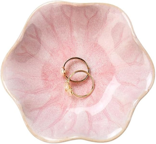 Lotus Leaf Shape Decorative Ring Tray, Small Key Bowl, Ceramic Trinket Tray Jewelry Dish Organizing Necklace Earrings, Home D