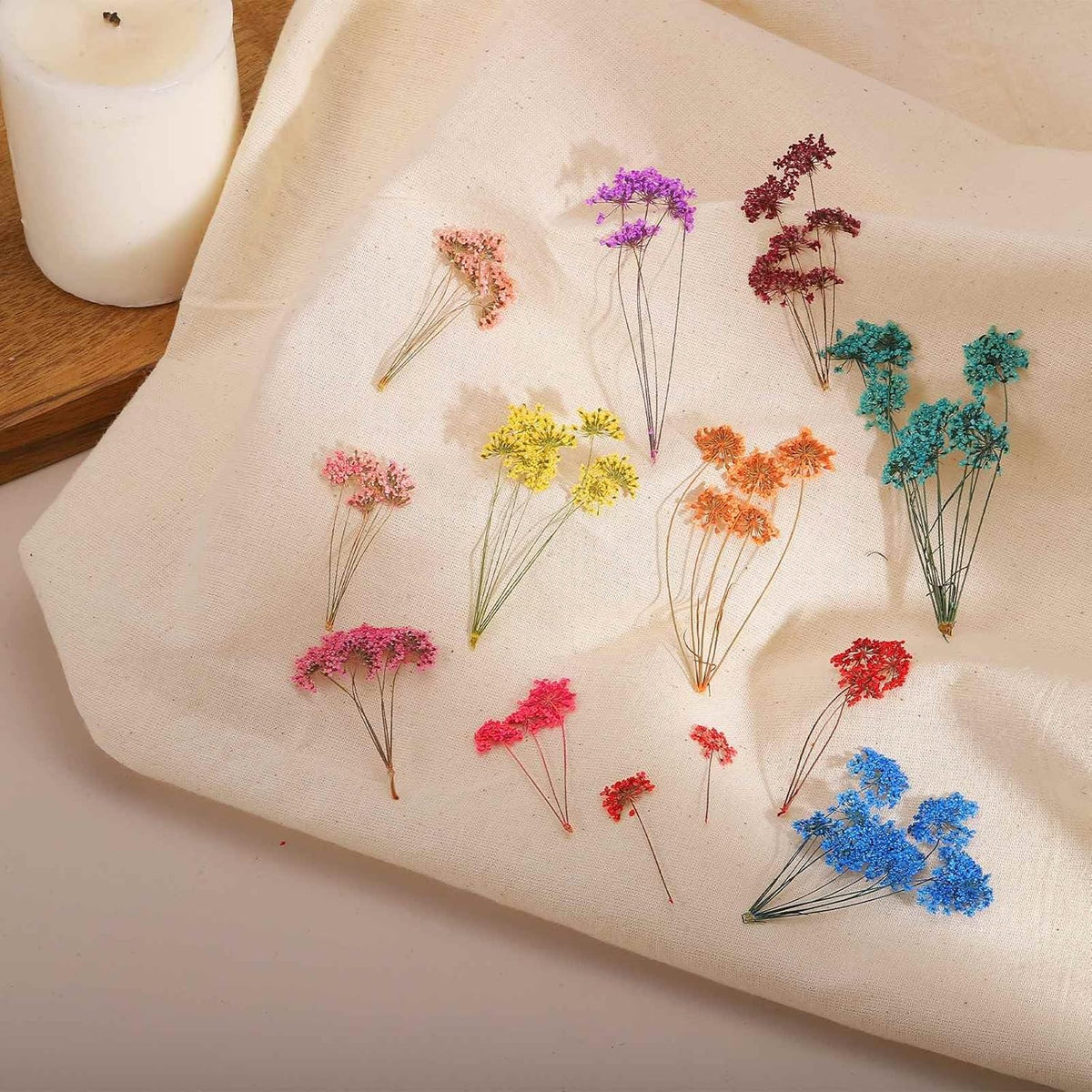 18 Pcs Natural Dried Pressed Flowers for Craft, Lace Real Pressed Dried Flowers Colorful Bouquets for Resin Moulds DIY Scrapbooking Candle Jewelry Making, Pink