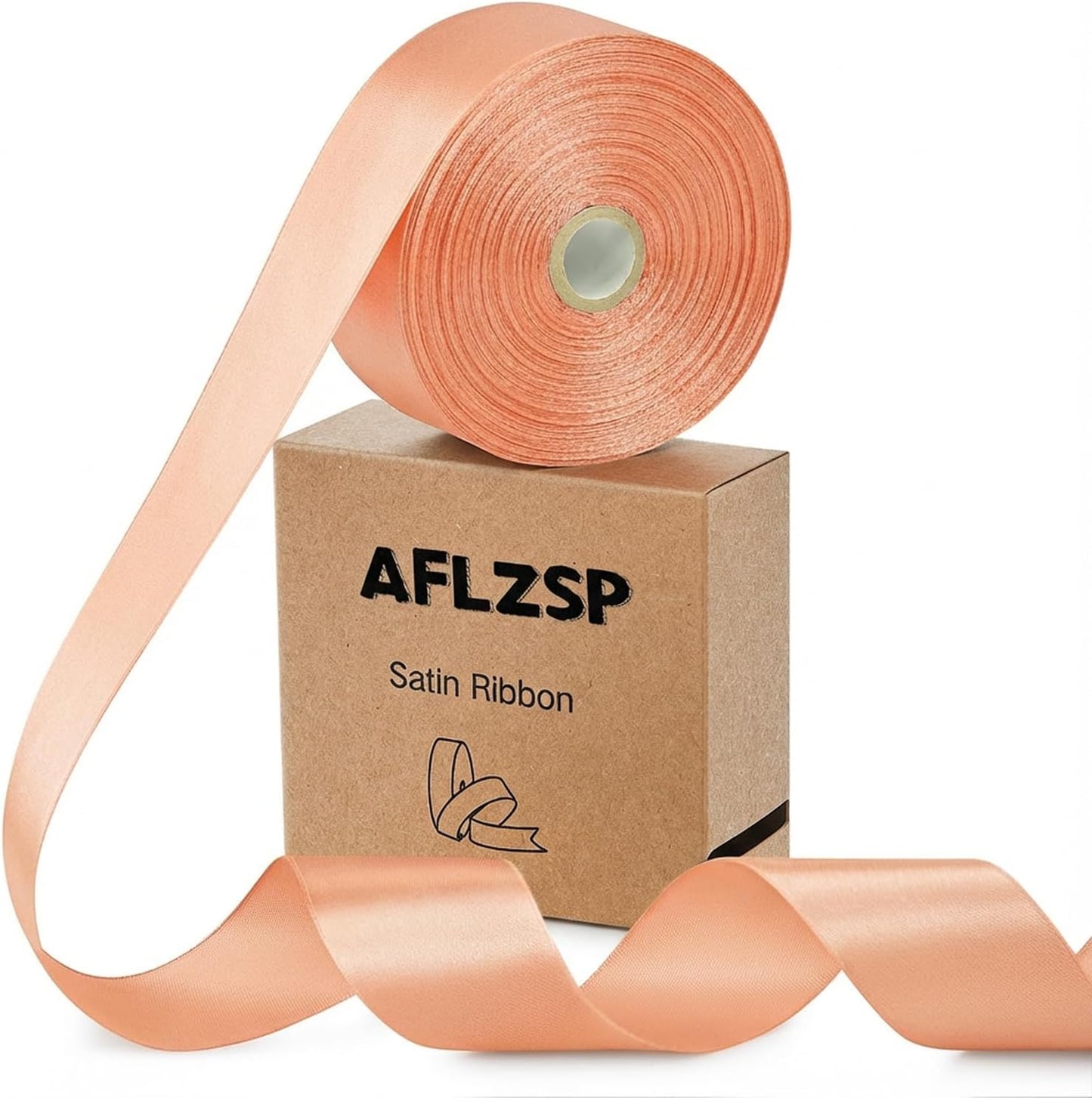 Ribbon for Gift Wrapping, Peach Satin Roll for Bows & Eternal Flower Making, Father's Day Decoration, 1-1/2 Inch x 50 Yds.