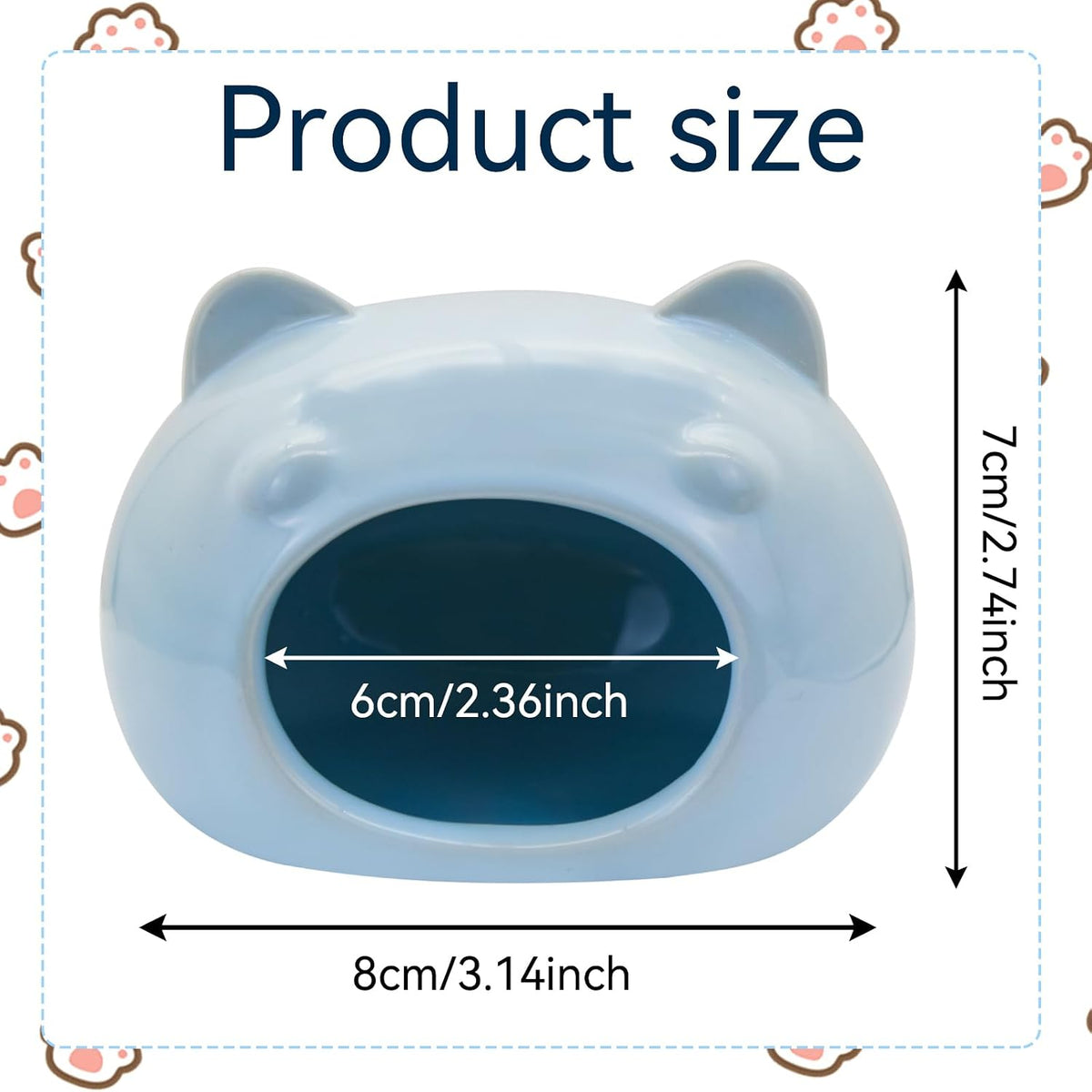 Hamster Ceramic House, Cute Bear Shape Hamsters Summer Cooling Cave for Small Pets Dwarf Mice Gerbils (Pink, S)