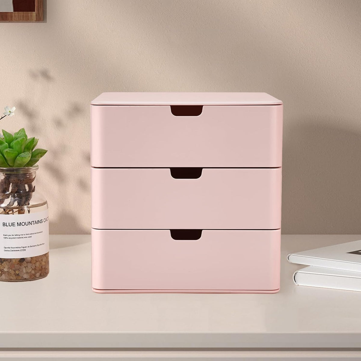 3-Drawer Vanity Organizer, Compact Storage Organization Drawers Small Size Pink