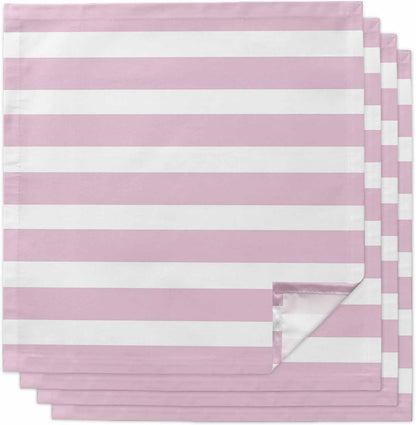 Pink Stripe Cloth Napkins Set of 4, Modern Simple Geometric White Striped Washable Reusable Dinner Cocktail Napkin for Kitchen Party Wedding Banquet Holiday Baby Shower Table Decor