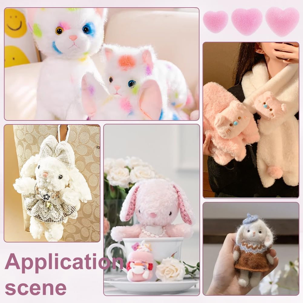 42 Sets Flocking Safety Noses 3 Sizes Pink Heart Noses Crafts Animal Nose Plastic Nose with Washers for Animal Puppet Teddy Bear DIY Sewing Crafting Crochet
