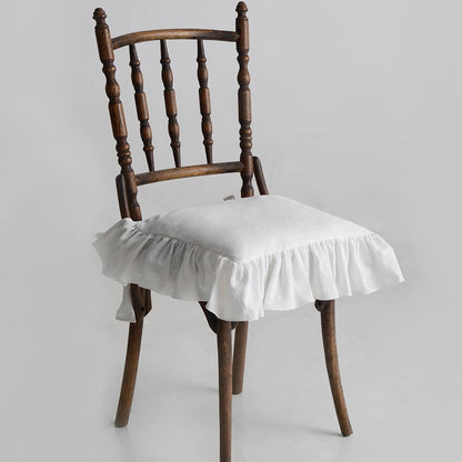 Boho Ruffle Chair Cushion Covers Viscose Linen seat Cushion slipcovers with Ties Simple Solid Color Chair Pads for Kitchen Dining seat Chairs (Pink, 50x50cm/20x20in)