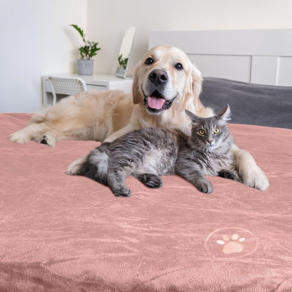 Waterproof Pet Blanket - 50x60-Inch Reversible Sherpa Fleece Throw Protects Couches, Cars, and Beds from Spills, Stains, and Fur by PETMAKER (Pink)
