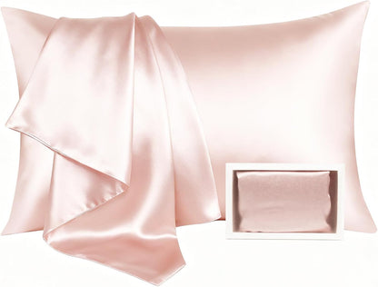 Satin Pillowcase with Zipper, Queen 20 x 26 Inch, Blush Pink, Cooling