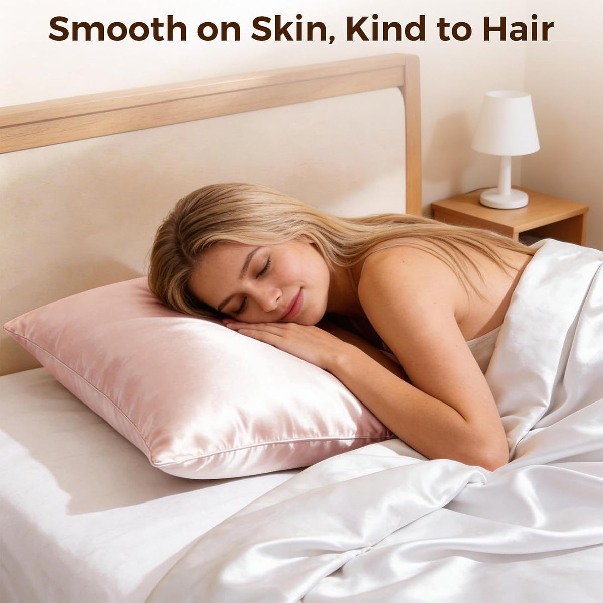 Satin Pillowcase with Zipper, Queen 20 x 26 Inch, Blush Pink, Cooling
