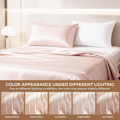 Satin Pillowcase with Zipper, Queen 20 x 26 Inch, Blush Pink, Cooling
