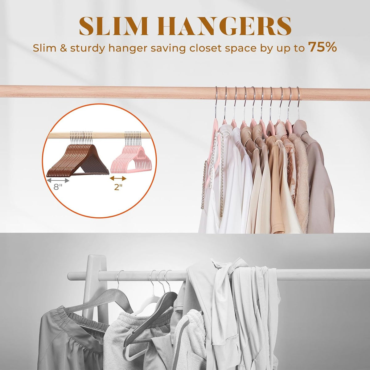 Premium Velvet Hangers 20 Pack, Non-Slip Hangers with Tie Bar