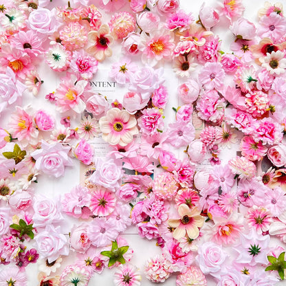 Artificial Pink Flowers Bulk Silk Roses Fake Flowers Heads for Crafts - DIY Home Spring Garden Floral Party Wildflower Garland Hanging Decoration Mini Small Rose Faux Fabric Flowers Heads 3-6cm (Pink)