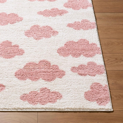 Capri Living Room, Bedroom Machine Washable Area Rug - Abstract Scalloped - Contemporary Modern Minimalist Scandinavian - High Pile - Ivory, Dark Pink, Pink, Cream, Blush - 2' x 2'11"