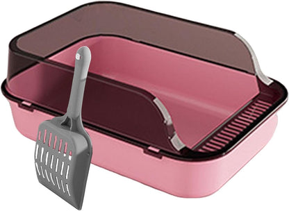 Cat Litter Box Open Top Pet Litter Tray Easy to Clean Kitty Litter Pan Semi Enclosed Kitten Potty Toilet for Small Medium Large Cats Rabbit