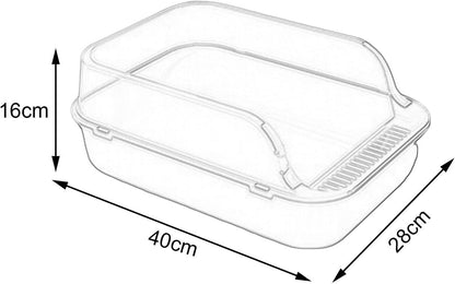 Cat Litter Box Open Top Pet Litter Tray Easy to Clean Kitty Litter Pan Semi Enclosed Kitten Potty Toilet for Small Medium Large Cats Rabbit