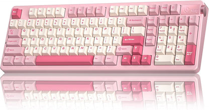 LEOBOG A98 Wireless Mechanical Pink Creamy Keyboard with Number Pad Knob
