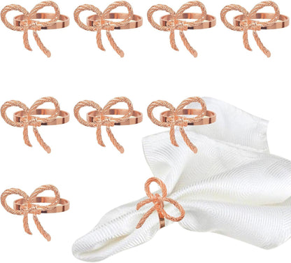 Rose Gold Napkin Rings Set of 12 for Dining Anniversary Wedding