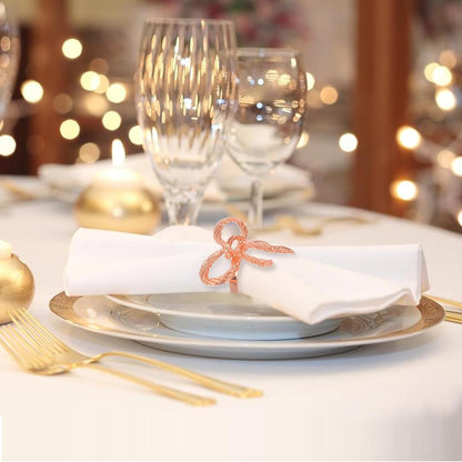 Rose Gold Napkin Rings Set of 12 for Dining Anniversary Wedding