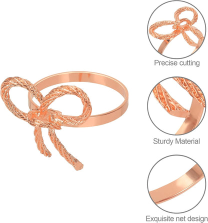 Rose Gold Napkin Rings Set of 12 for Dining Anniversary Wedding