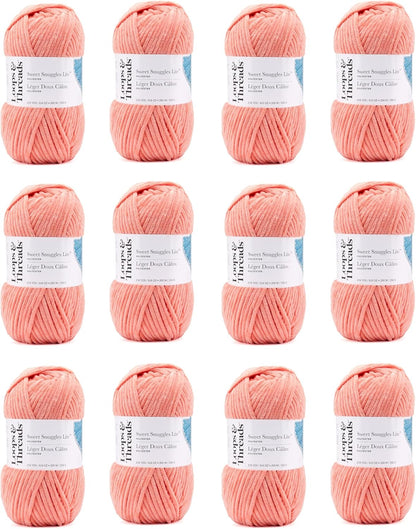 Peach Pink Sweet Snuggles Lite Yarn - Super Bulky Yarn for Knitting, Crochet, Weaving, Arts & Crafts, 12 Pack