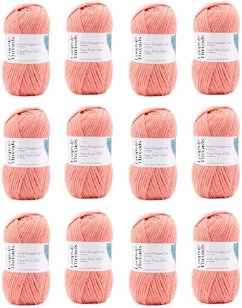 Peach Pink Sweet Snuggles Lite Yarn - Super Bulky Yarn for Knitting, Crochet, Weaving, Arts & Crafts, 12 Pack