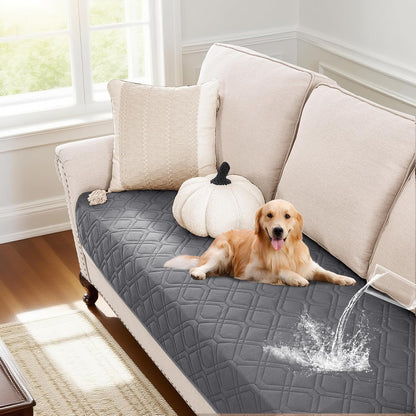 PrinceDeco Couch Cover for Dogs Waterproof Blanket Sofa Covers Washable Dog Couch Cover for 3 Cushion Anti-Slip Sofa Slipcover for Furniture Sofa, Crate, RV Seats,Car, Pet(30.5x82 Inch,Grey)