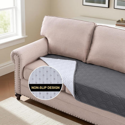 PrinceDeco Couch Cover for Dogs Waterproof Blanket Sofa Covers Washable Dog Couch Cover for 3 Cushion Anti-Slip Sofa Slipcover for Furniture Sofa, Crate, RV Seats,Car, Pet(30.5x82 Inch,Grey)
