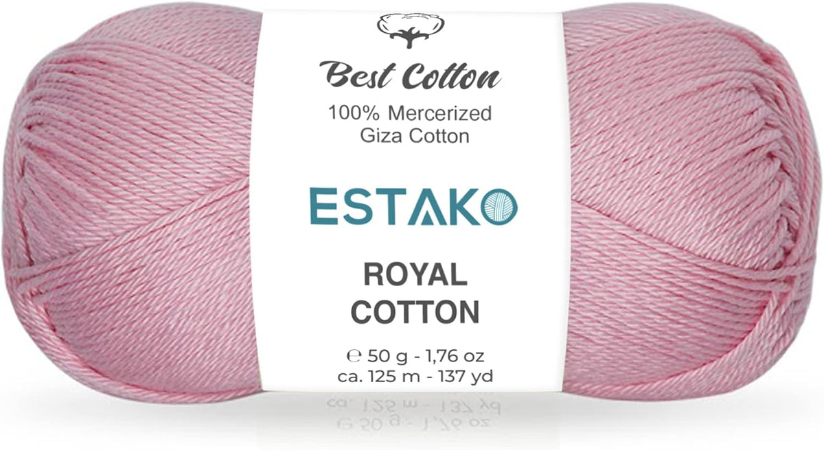 Royal Cotton, 100% Mercerized Giza Cotton Yarn, Fingering, Baby Pink