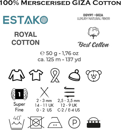 Royal Cotton, 100% Mercerized Giza Cotton Yarn, Fingering, Baby Pink
