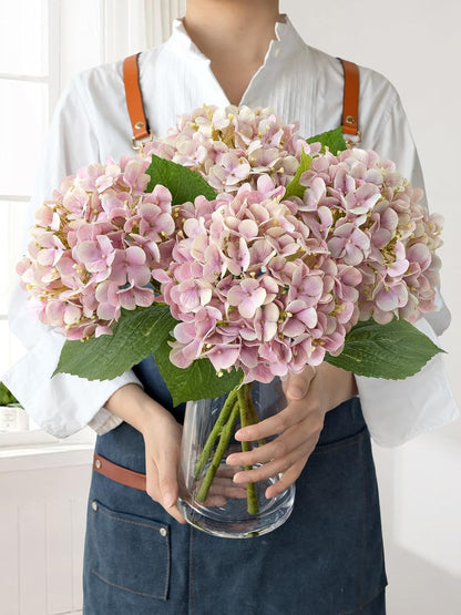 JINWOE 4Pcs 20" Dusty Pink Real Touch Fake Hydrangea Flowers,Full Lifelike Silk Artificial Hydrangeas Fake Flowers for Bouquet Table Centerpieces Spring Wedding Indoor Home