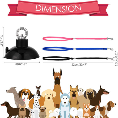 4 Pcs Dog Bathing Tether with Suction Cup,Blue Black Pink