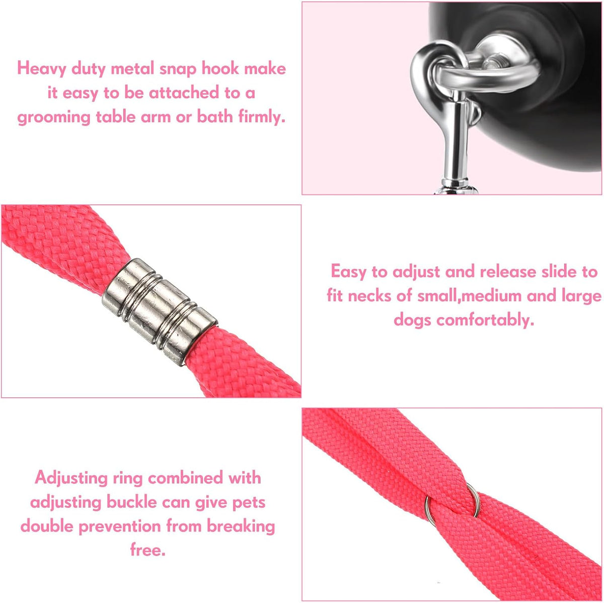 4 Pcs Dog Bathing Tether with Suction Cup,Blue Black Pink