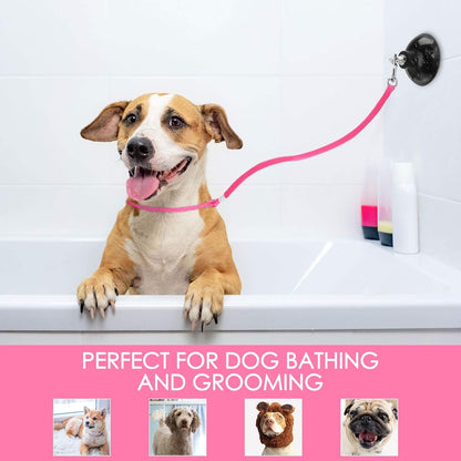 4 Pcs Dog Bathing Tether with Suction Cup,Blue Black Pink