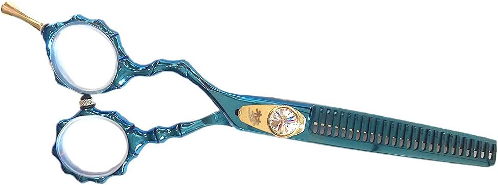 Left Handed 6" Razor Edge Blue Titanium Coated Lefty Barber Hair Scissors Shears by DreamCut