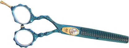 Left Handed 6" Razor Edge Blue Titanium Coated Lefty Barber Hair Scissors Shears by DreamCut