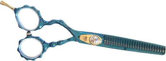 Left Handed 6" Razor Edge Blue Titanium Coated Lefty Barber Hair Scissors Shears by DreamCut