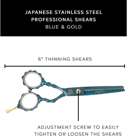 Left Handed 6" Razor Edge Blue Titanium Coated Lefty Barber Hair Scissors Shears by DreamCut