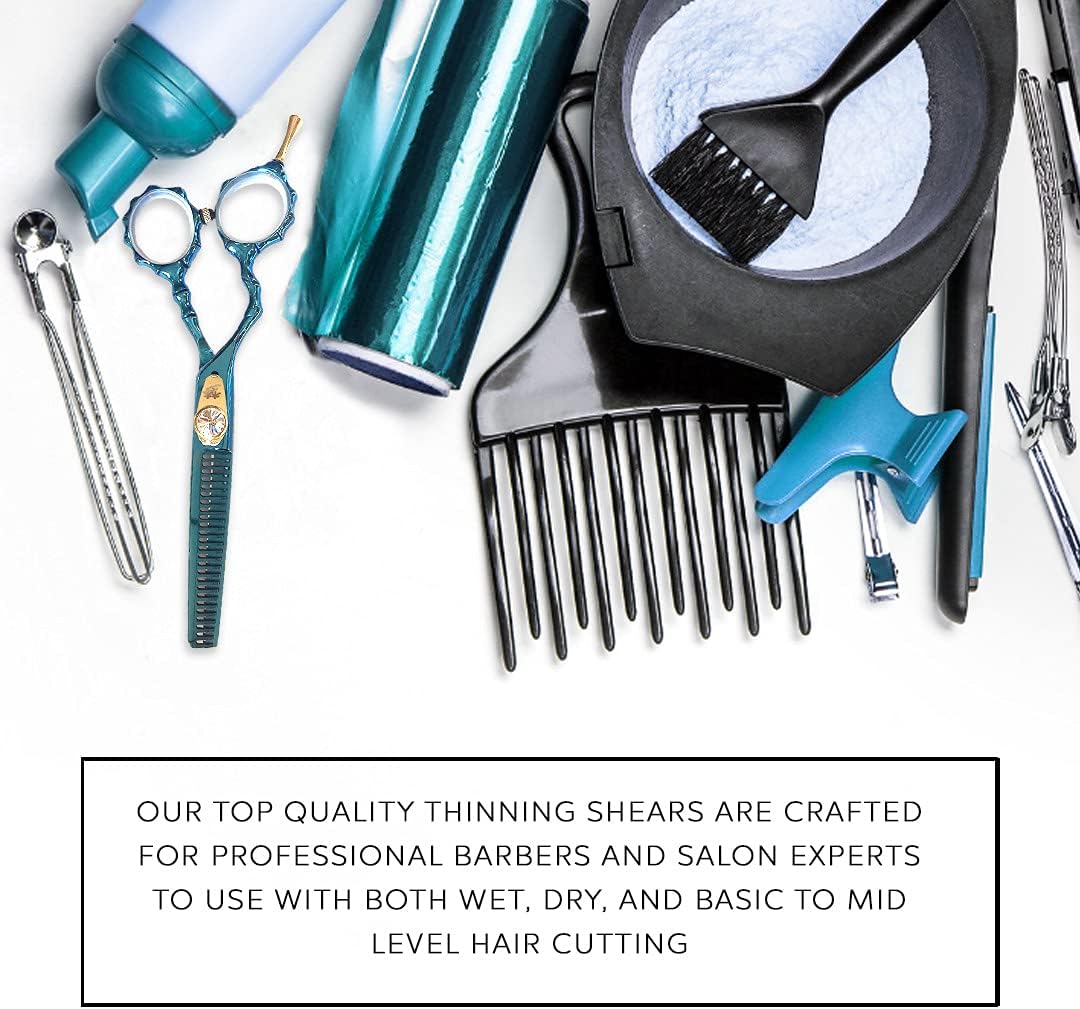 Left Handed 6" Razor Edge Blue Titanium Coated Lefty Barber Hair Scissors Shears by DreamCut