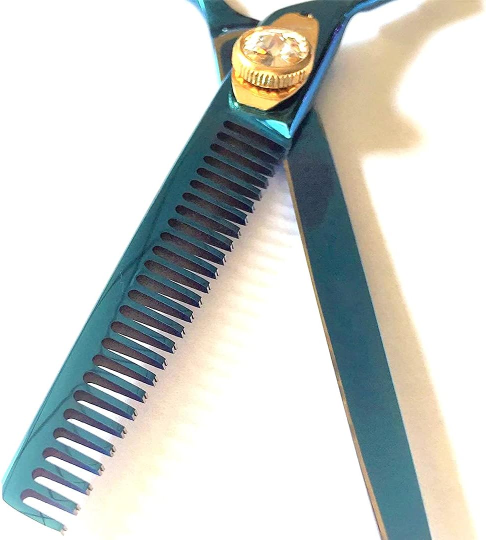 Left Handed 6" Razor Edge Blue Titanium Coated Lefty Barber Hair Scissors Shears by DreamCut