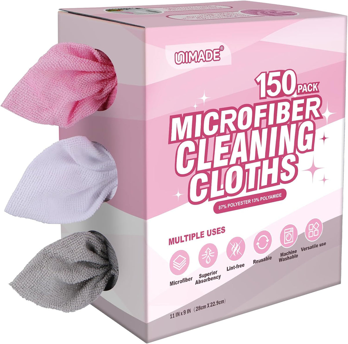 Microfiber Cleaning Cloth, 150 Pack Microfiber Towels for Cars