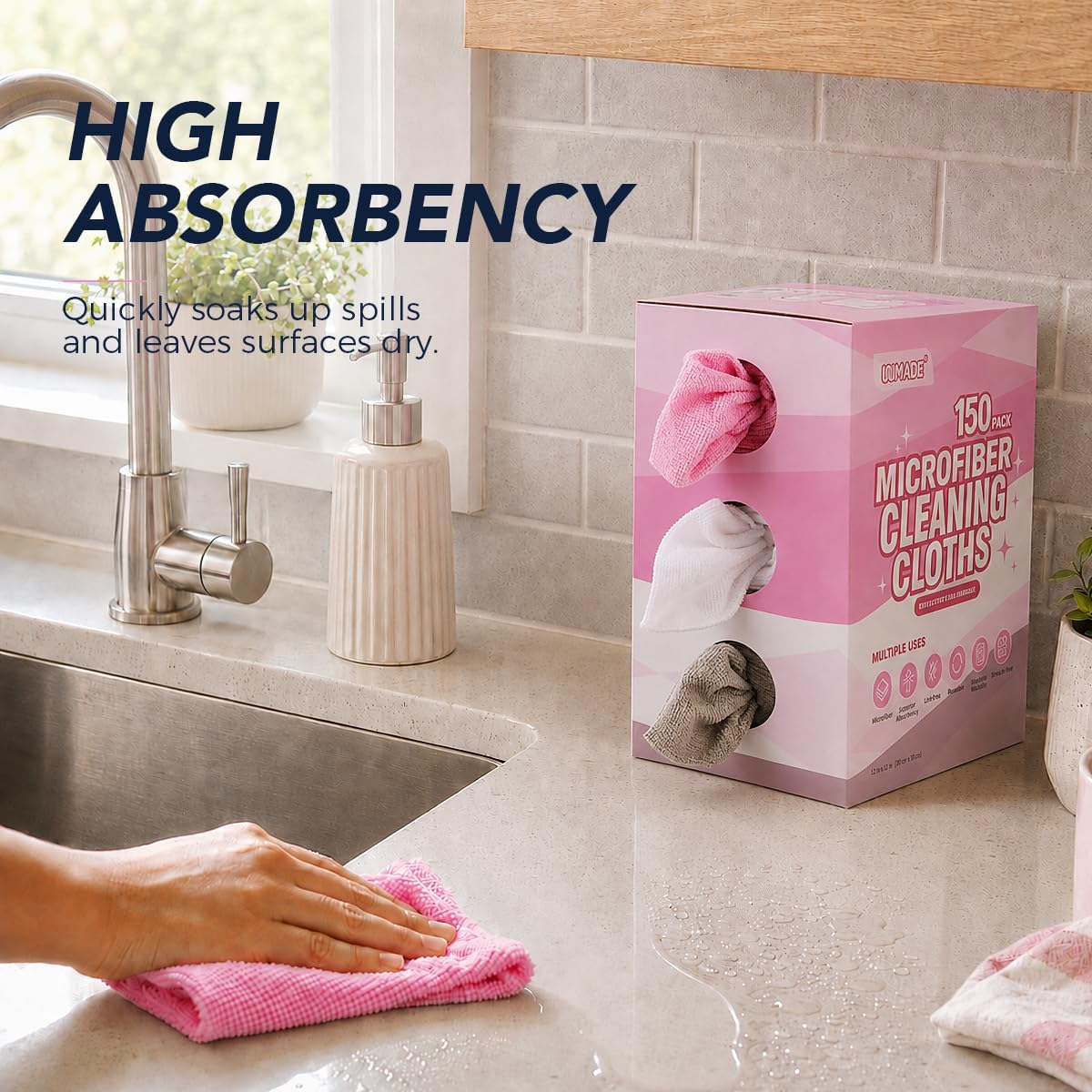 Microfiber Cleaning Cloth, 150 Pack Microfiber Towels for Cars