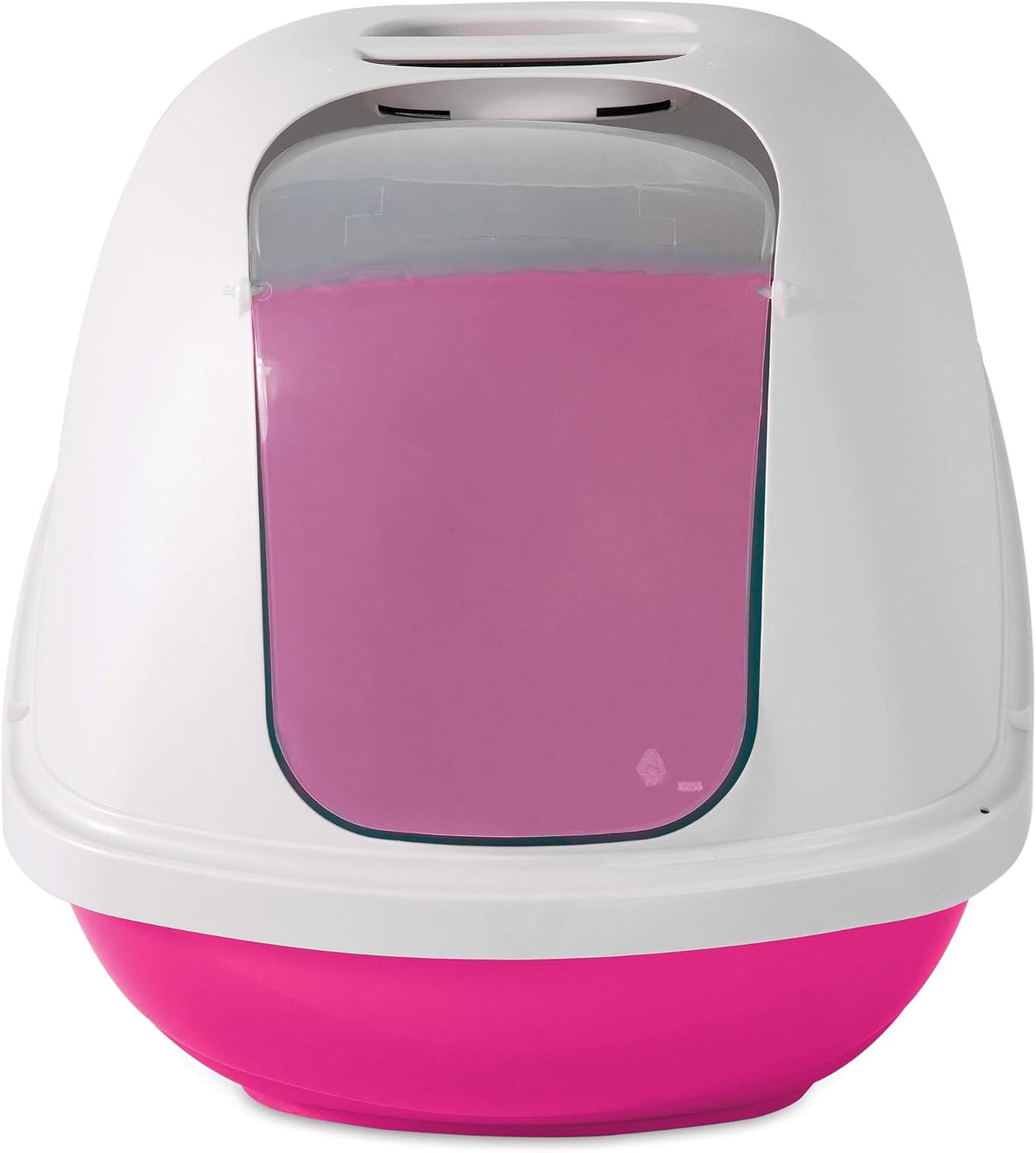 Basic Hooded Cat Litter Pan, Jumbo, Pink and White, Made in USA