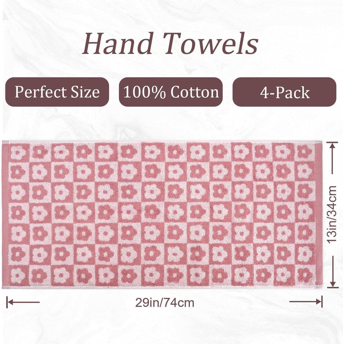 Pink Checkered Floral Hand Towels
