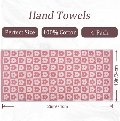 Pink Checkered Floral Hand Towels