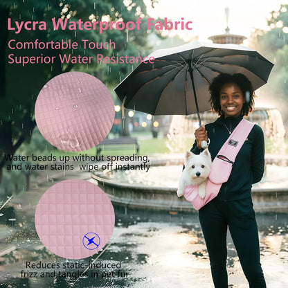 Dog Sling Water-Resistant Fabric for Small Dogs Cats 3-12 lbs,Pink