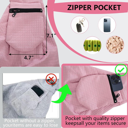 Dog Sling Water-Resistant Fabric for Small Dogs Cats 3-12 lbs,Pink
