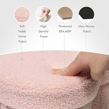 Storage Ottoman Cube, Flowers Shaped Ottomans with Storage Foot Stool Footrest for Lving Room, Boucle Ottoman Seat for Dorm Room,Faux Teddy Fur, Pink 12.6"x12.6"x12.6"