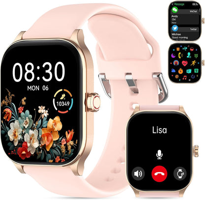 Smart Watch for Women Men(Answer/Make Call), Smartwatches with Heart Rate/SpO2/Sleep/Stress Monitor, IP68 Waterproof Activity Tracker for Android iPhone, 100+ Sports Fitness Watches (Pink, 1.85“)